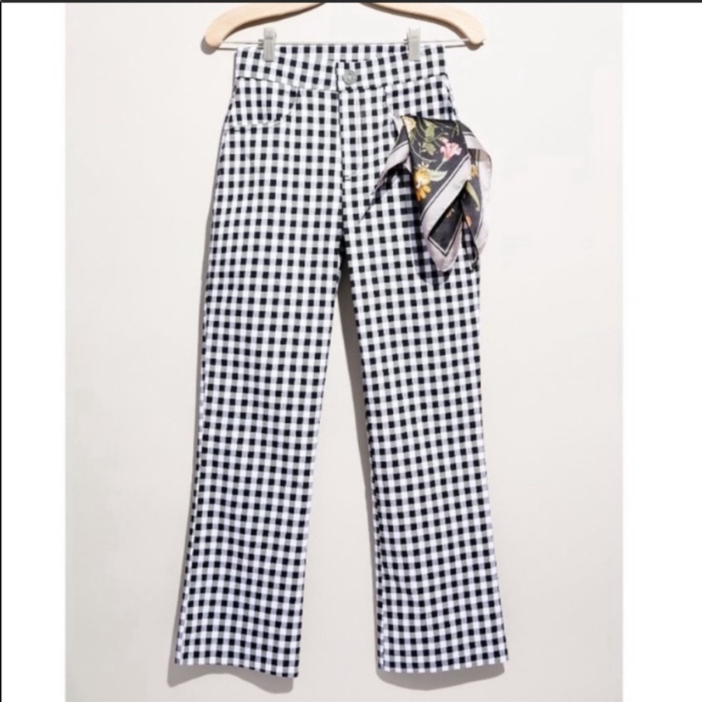 Free People Florence Crop Flare Gingham Pants